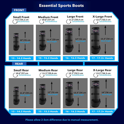 USA imported Harrison Howard equine splint boots laid flat displaying all adjustable straps.