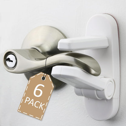 Wappa Baby childproof door lever lock front view on white door