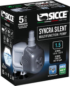 Sicce Syncra Silent 1.5 water pump front view showcasing compact body design.