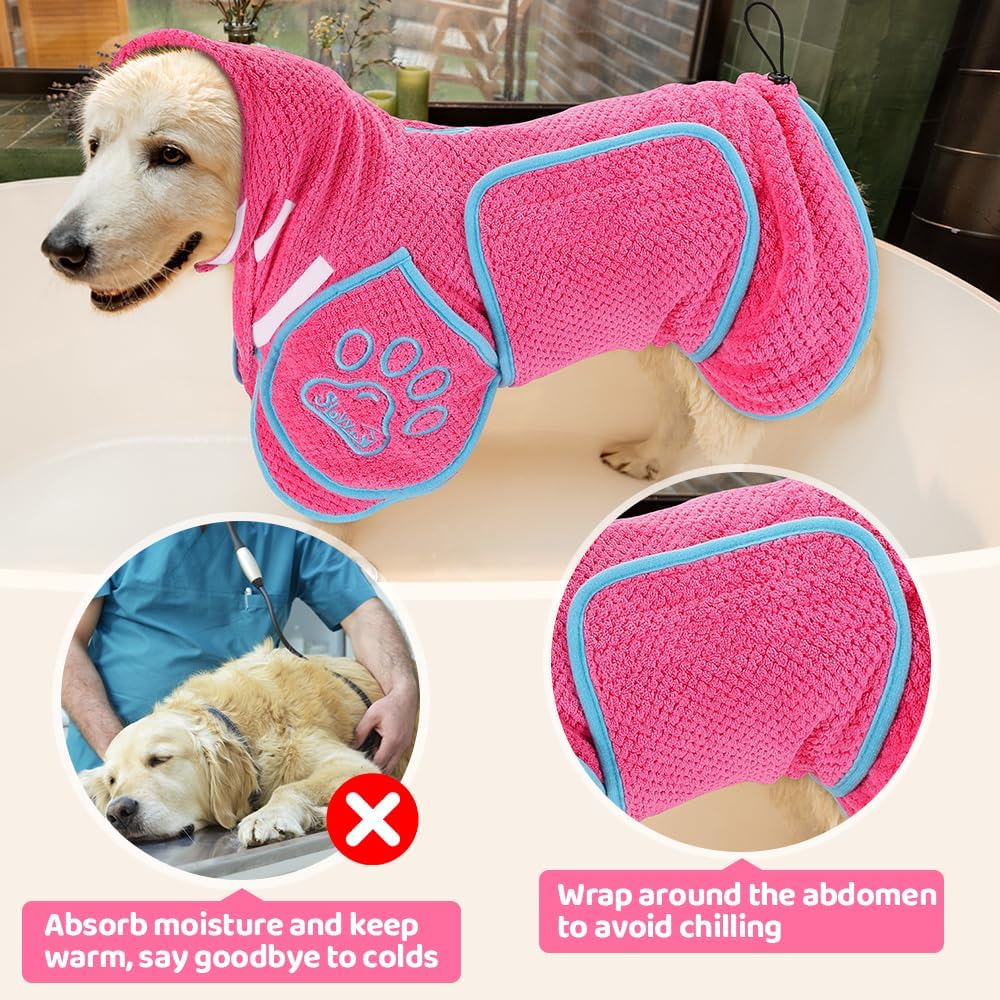 Fast drying pet robe for large dogs after bath or swim