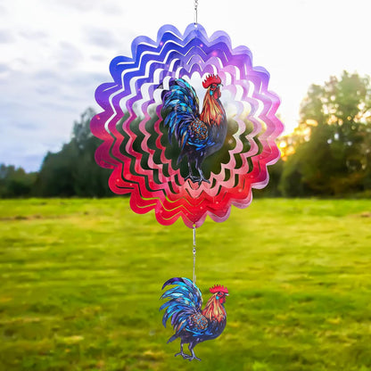 Rooster Hanging Wind Spinner Outdoor - 12 Inches Stainless Steel Wind Sculpture Aesthetic Wind Chime Chicken Farmhouse Art Ornaments for Garden Yard Balcony Patio Lawn Yard Decorations - Image 1