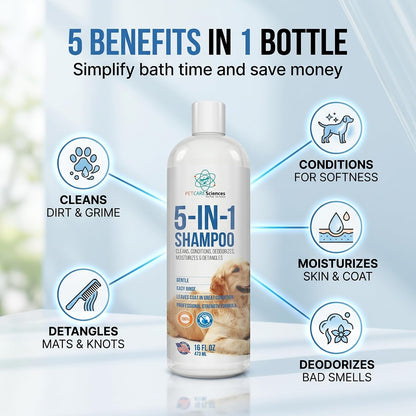 Dog enjoying a bath with Pet Care Sciences shampoo