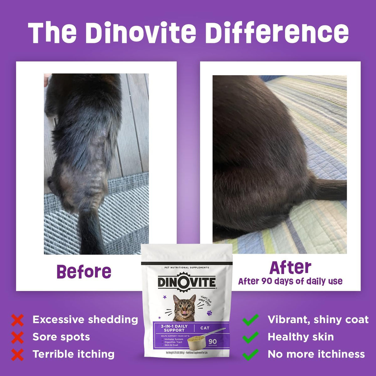Dinovite feline digestive health and skin support supplement ingredients list