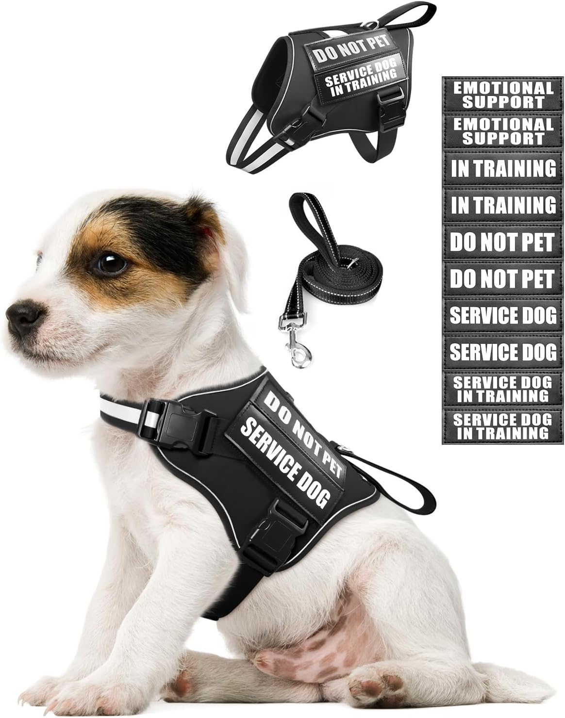 Service Dog Vest Harness and Leash Set+10 Patches,No Pull&Adjustable Reflective Dog Harness with Soft Padded Handle for Training/Everyday,Fit Small/Medium/Large/Extra-Large Dogs(Red M) - Image 14