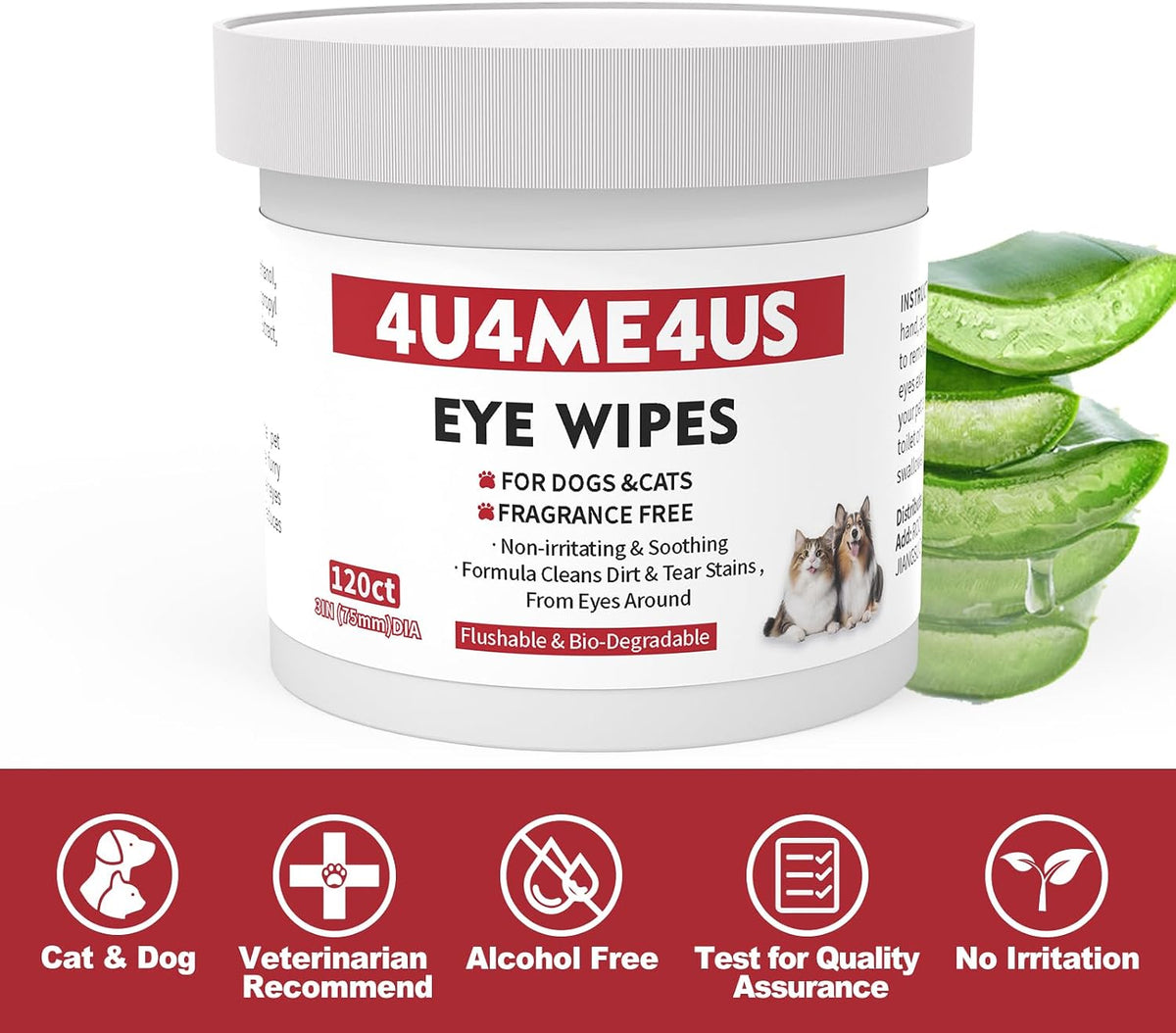 4U4ME4US pet grooming eye wash pads stacked next to the original protective storage tub