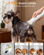 LOMMOL professional dog shedding tool kit with HTML six interchangeable attachments.