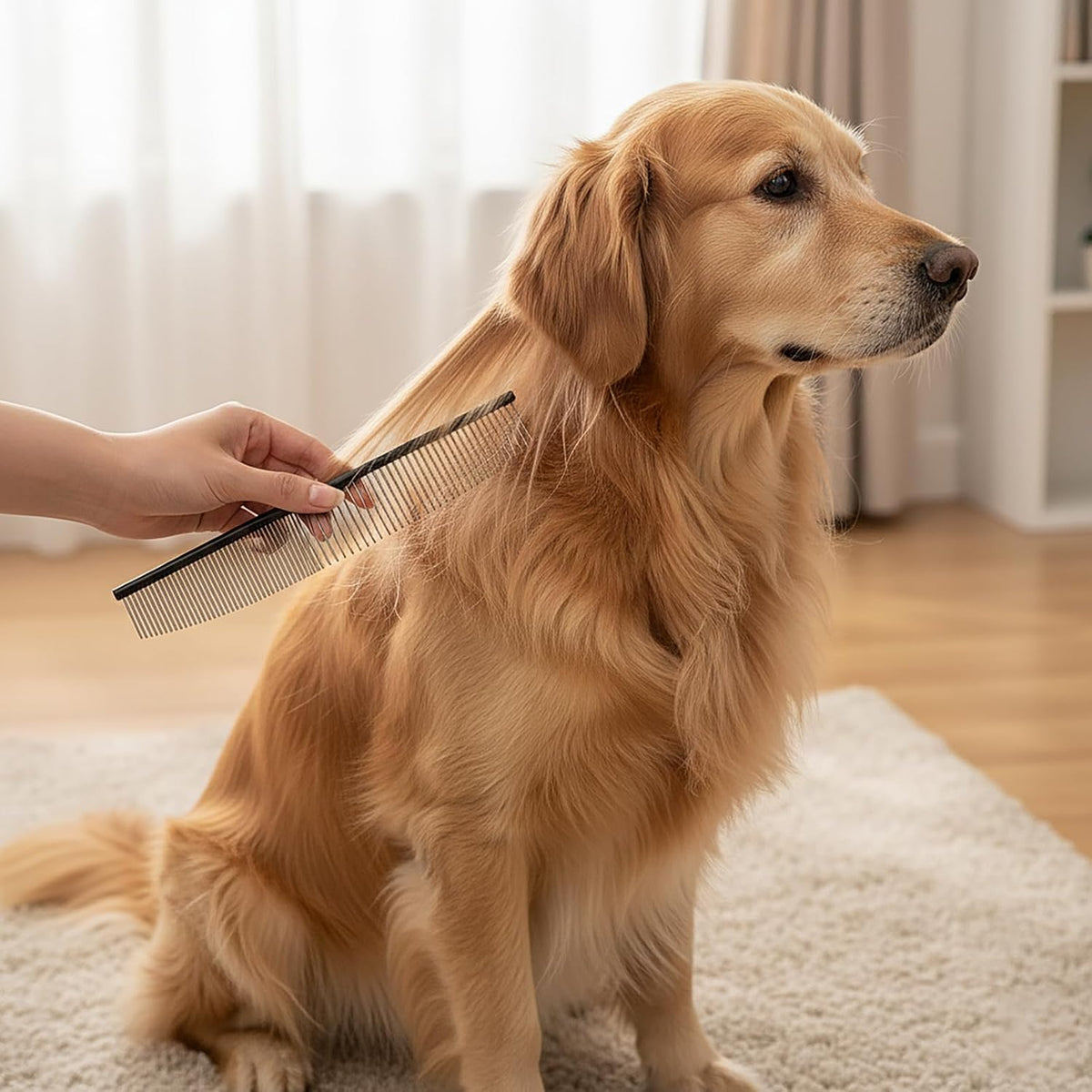 Half Moon Cat Dog Grooming Comb - Curved Crescent Arc Coarse Comb, Professional Metal Matting Detangler Brush for Long Haired Pet, Removes Tangles, Knots, Flea, Carding for Poodles, Puppies, 19cm - Image 9