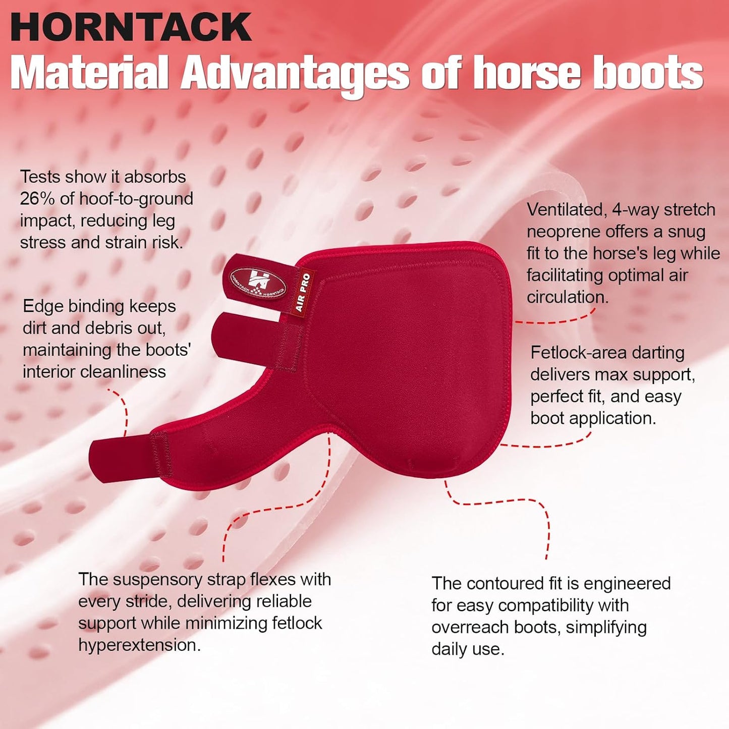 Horntack shockproof equine leg guards showcasing ergonomic contoured shape
