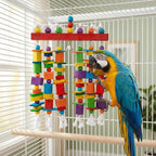 Extra Large Bird Toys for Macaws African Greys Cockatoos, 21.6" x 13" Heavy Duty Parrot Chewing Toy with Durable Stainless Steel Chain & Natural Wood Blocks, Large Bird Cage Accessories with Bell - Image 9