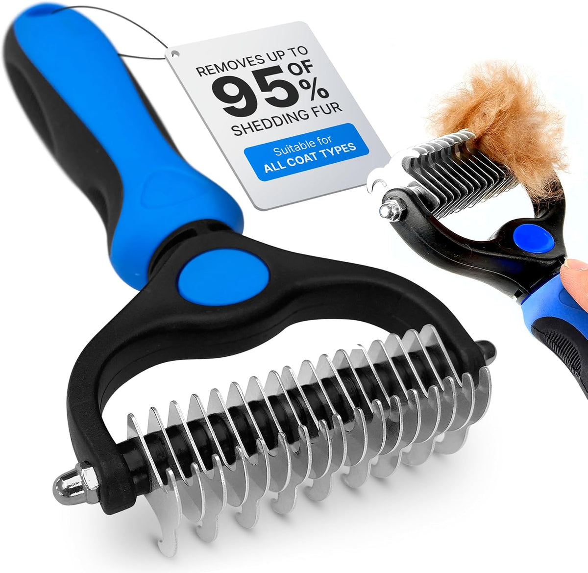Right Things dog rake brush for shedding front view
