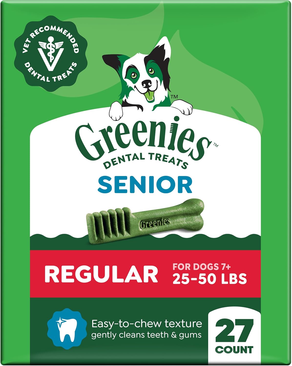 Greenies Dental Treats for Dogs, Veterinarian-Recommended Aging Care Adult Natural Dental Dog Treats, Teenie Size, 27 oz. Pack, 96 Count - Image 14