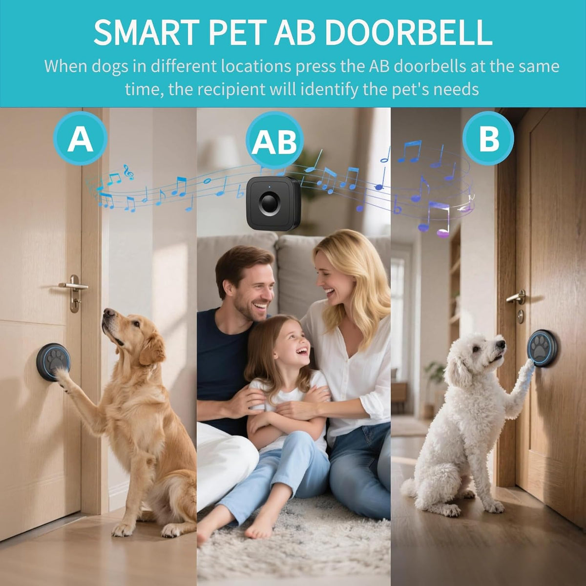 Wireless pet bell kit with adjustable volume settings