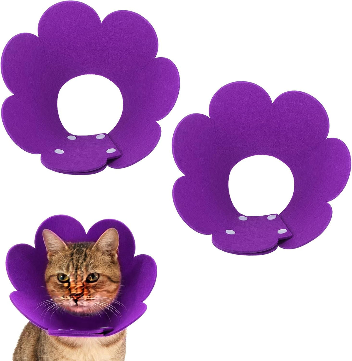 Felt Cat Recovery Collar, Cute Flower Cat Recovery Collar Adjustable Recovery Cones (2Pcs, M 8.7-9.8inch, Yellow/Pink) for Small Dogs Kittens Cats - Image 11
