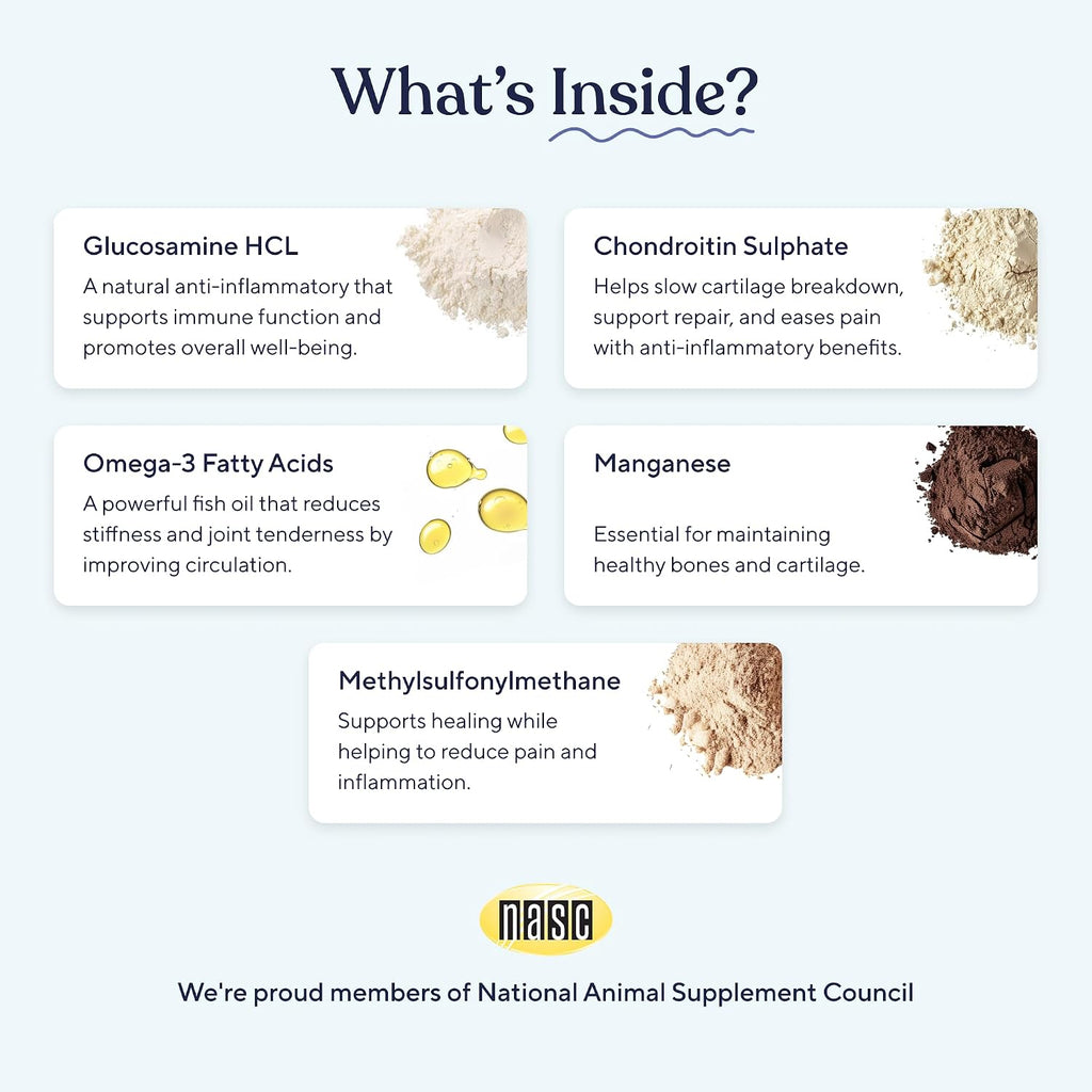 Pawfy daily joint care chews dosage chart by dog weight