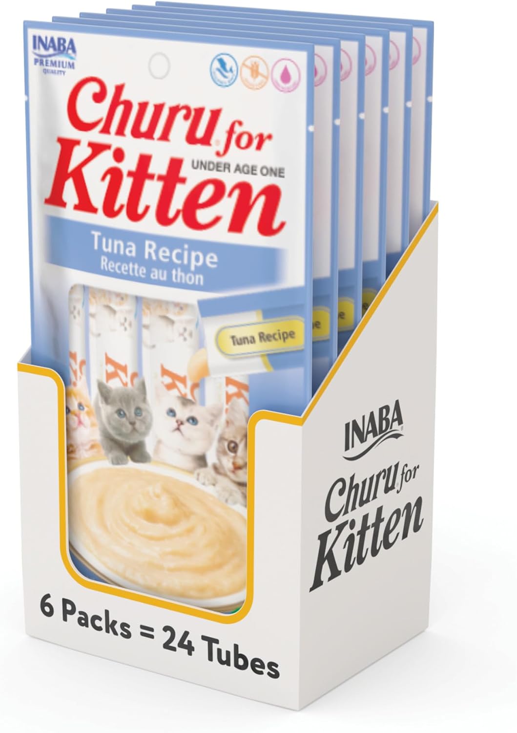 INABA Churu for Kittens, Creamy, Pure Lickable Cat Treats with DHA, EPA, Vitamin E & Taurine, 0.5 Ounces Each, 24 Tubes (4 per Pack), Chicken Recipe - Image 10