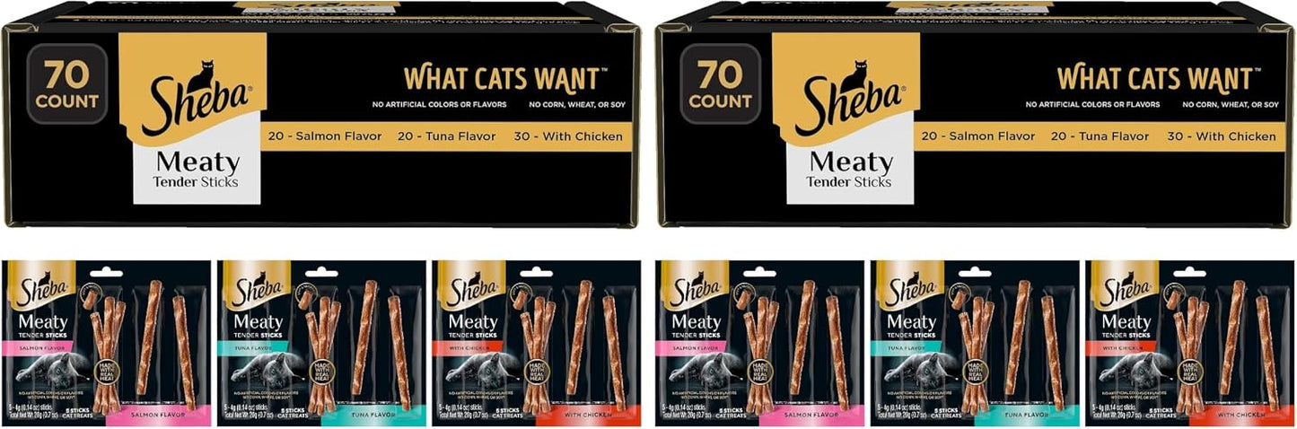 Sheba Meaty Tender Sticks Cat Treats Chicken, Tuna Flavor, or Salmon Flavor, 0.14 oz., 70 Count - Image 11