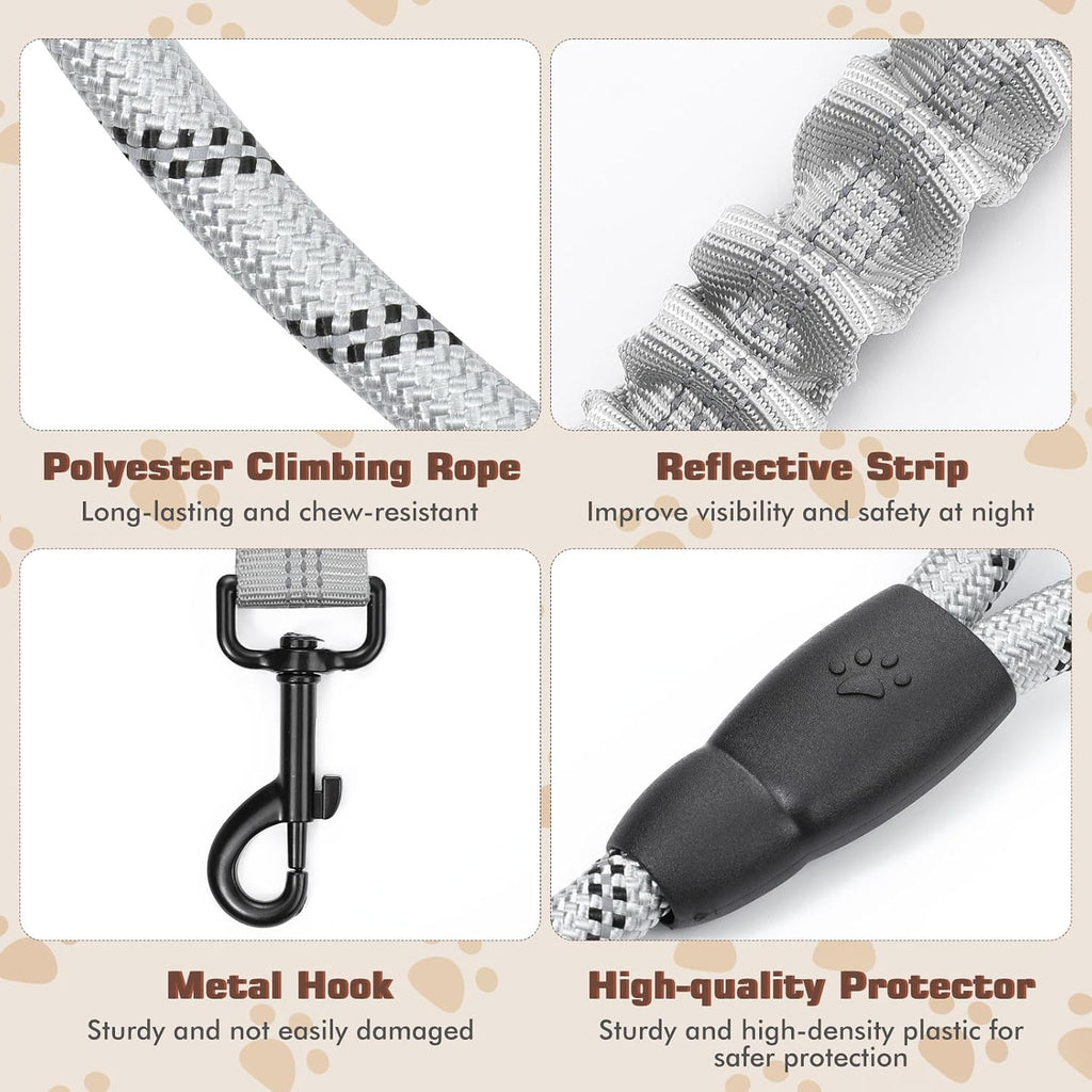 Tivray double dog walking lead showing high density braided nylon rope construction.