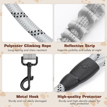 Tivray double dog walking lead showing high density braided nylon rope construction.