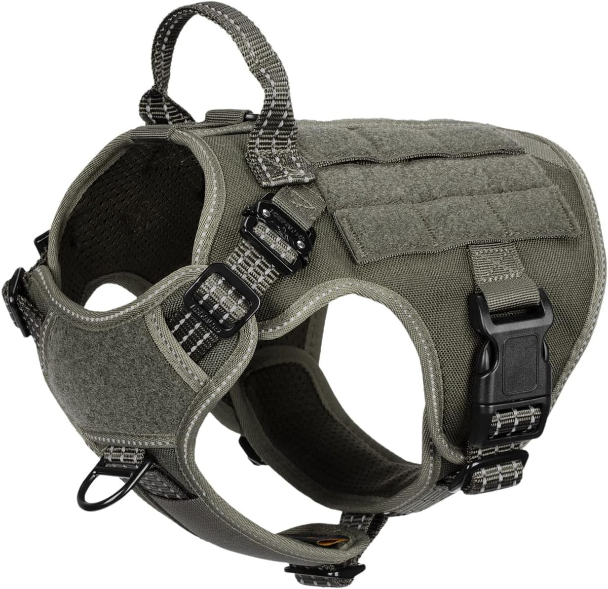 ICEFANG Tactical Dog Harness, Large Size,2X Metal Buckle,Working Dog MOLLE Vest with Handle,No Pulling Front Leash Clip,Hook and Loop Panel (Brown,L (Pack of 1)) - Image 12