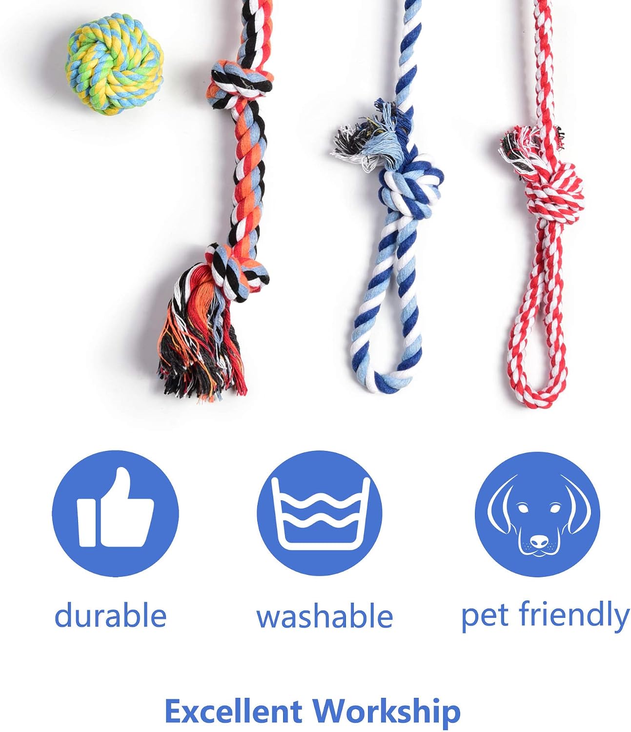 Fida puppy teething rope with tug handle being utilized for an interactive outdoor training session.