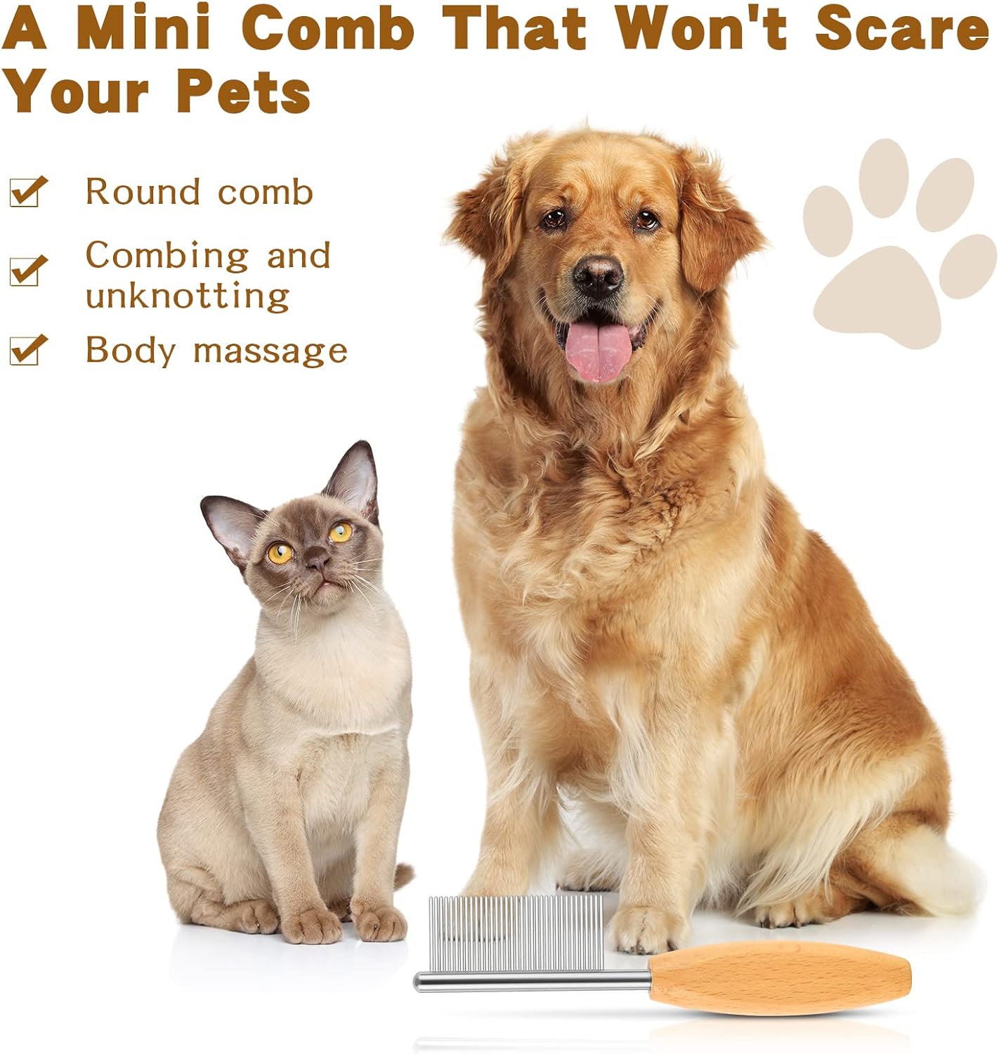 DLUGOPIS portable pocket grooming comb for cats and small dogs to remove knots and fleas
