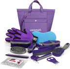 Ueemph 12-piece purple horse grooming kit with storage bag front view