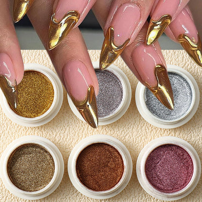 Sutozmiwe 6 piece chrome nail powder set front view