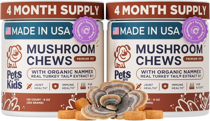 Pets are Kids Turkey Tail Mushroom for Dogs with Organic Real Turkey Tail(TM) - 8:1 Extract Mushroom Chews for Immune System Health, Gut, Skin & Joint Support - Reishi, Lion's Mane - 120 Chews - Image 11