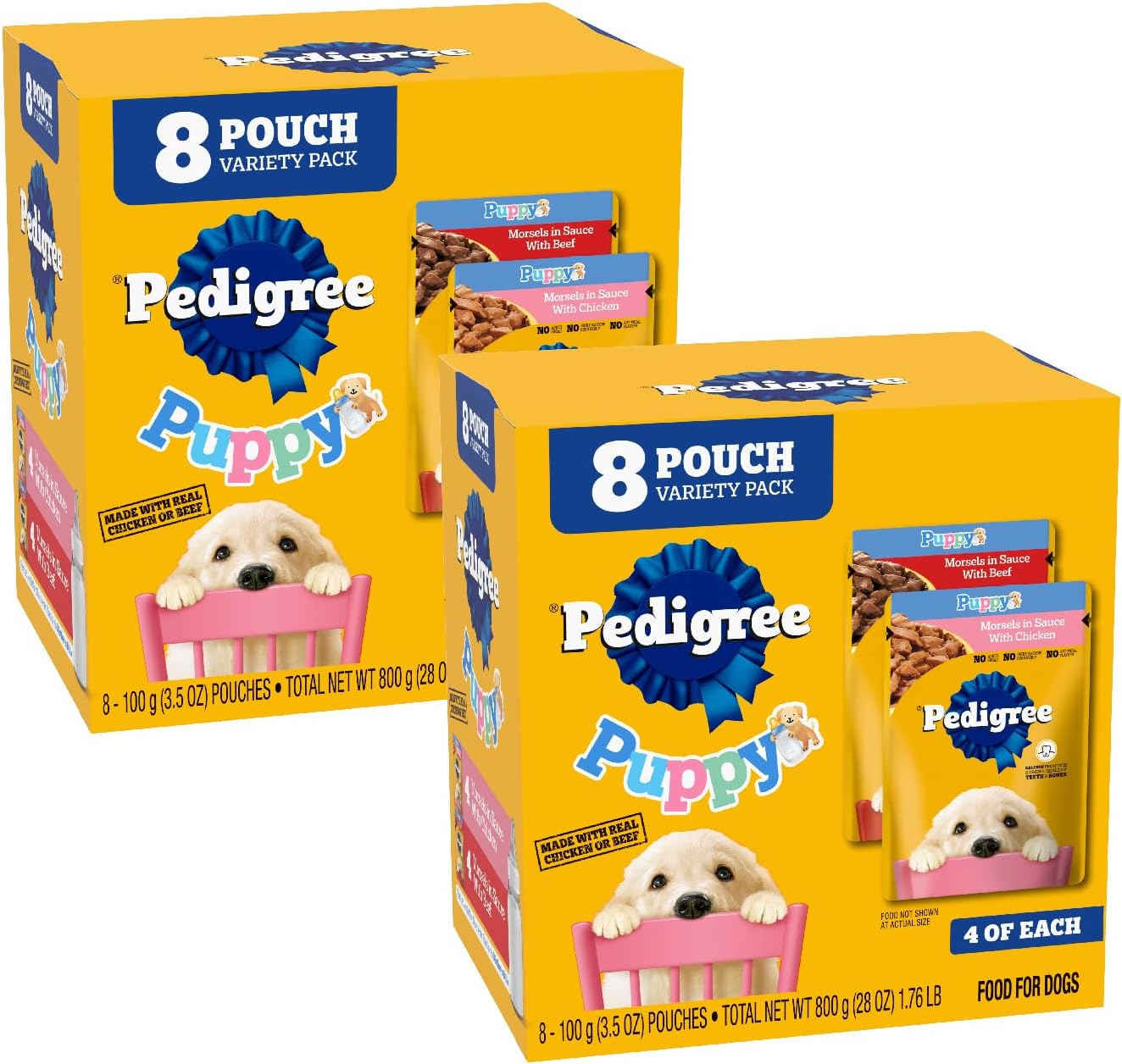 Pedigree Puppy Food Morsels in Sauce, Wet Dog Food Pouches, Chicken Flavor, 3.5 oz. Pouches, 16 Count - Image 14