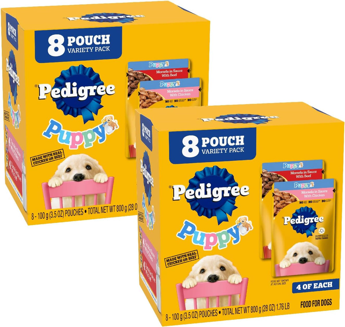 Pedigree Puppy Food Morsels in Sauce, Wet Dog Food Pouches, Chicken Flavor, 3.5 oz. Pouches, 16 Count - Image 14