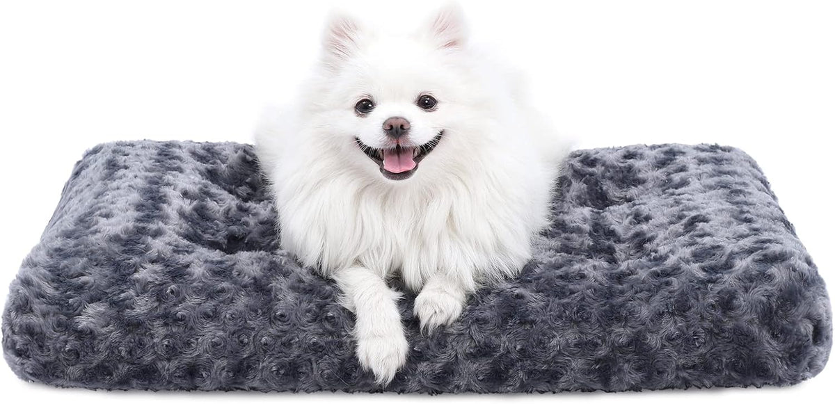 KSIIA Washable Dog Bed Anti-Slip Dog Crate Beds Deluxe Plush Kennel Pad Comfy Pet Sleeping Mat for Large Dogs, 35" x 23", Black - Image 9