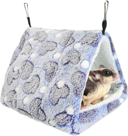 PINVNBY 3 Pack Rat Hammock Bed front view showing purple small animal cage accessories.