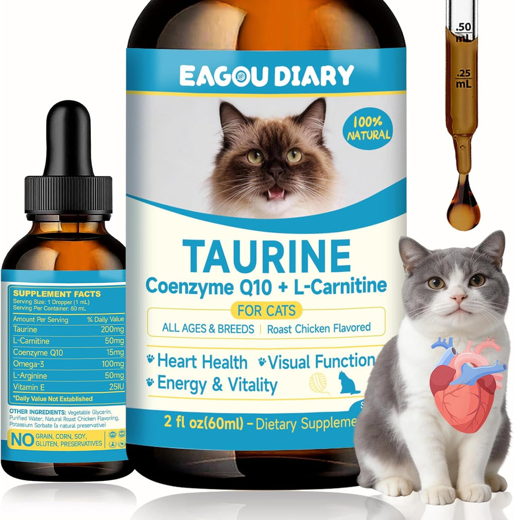 Eagou Diary cat taurine drops front packaging showing liquid supplement details