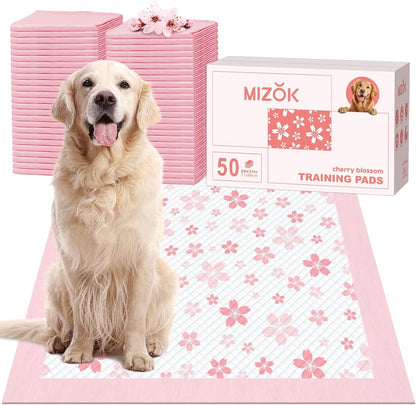 MIZOK Puppy Pads Pink 22x22in, Quick-Dry Puppy Training Pads with Pheromone Attractant, Decorative Cherry Blossom 6-Layer Heavy Duty Leak-Proof Pet Pads, Disposable (50 Count) - Image 15