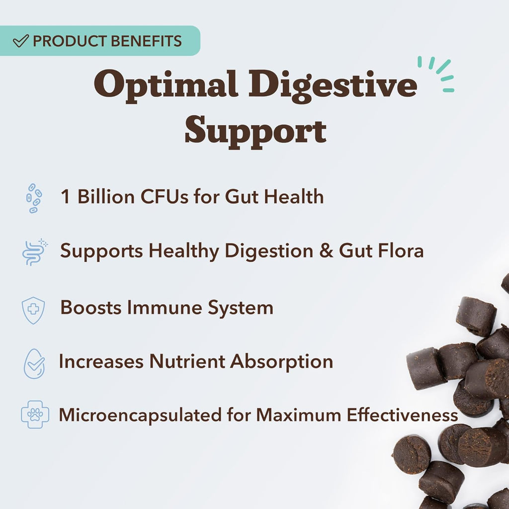 Canine specific microencapsulated probiotic supplement jar for stool quality regulation