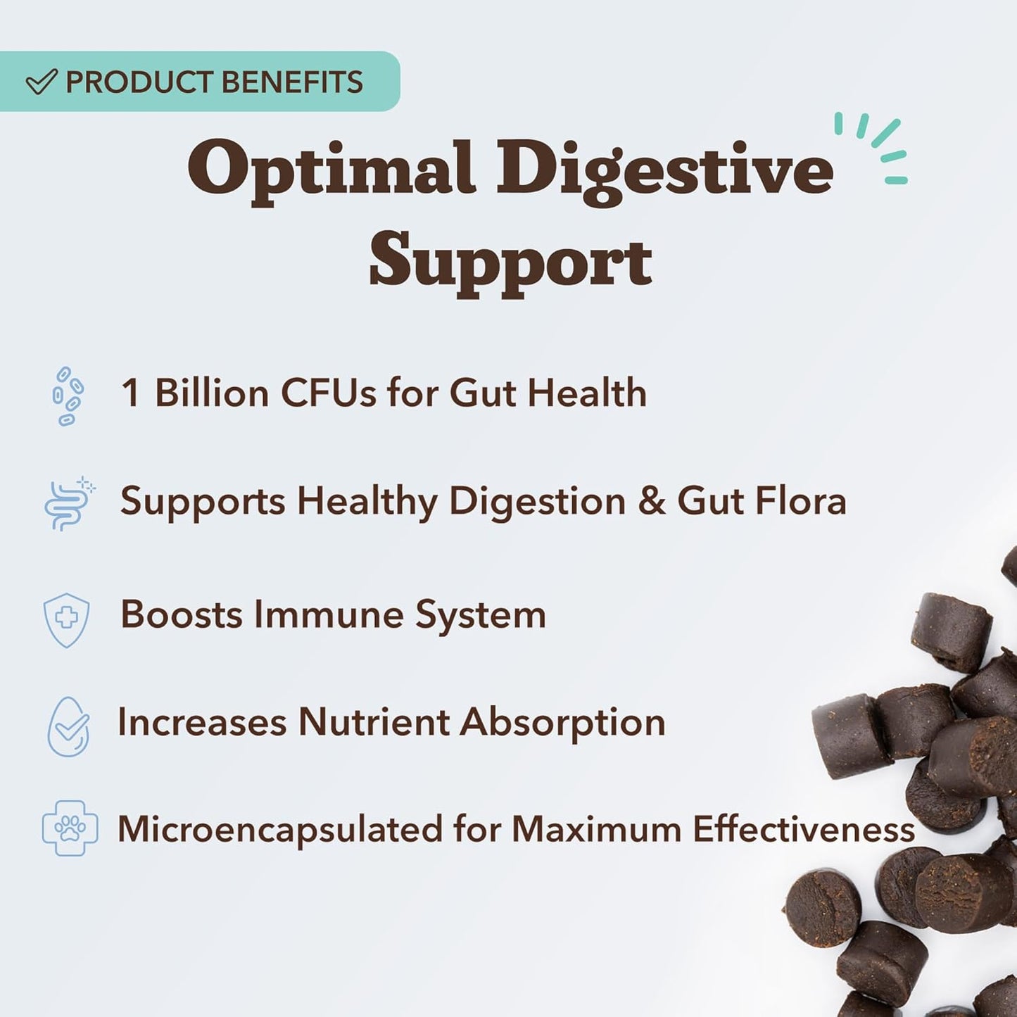 Canine specific microencapsulated probiotic supplement jar for stool quality regulation