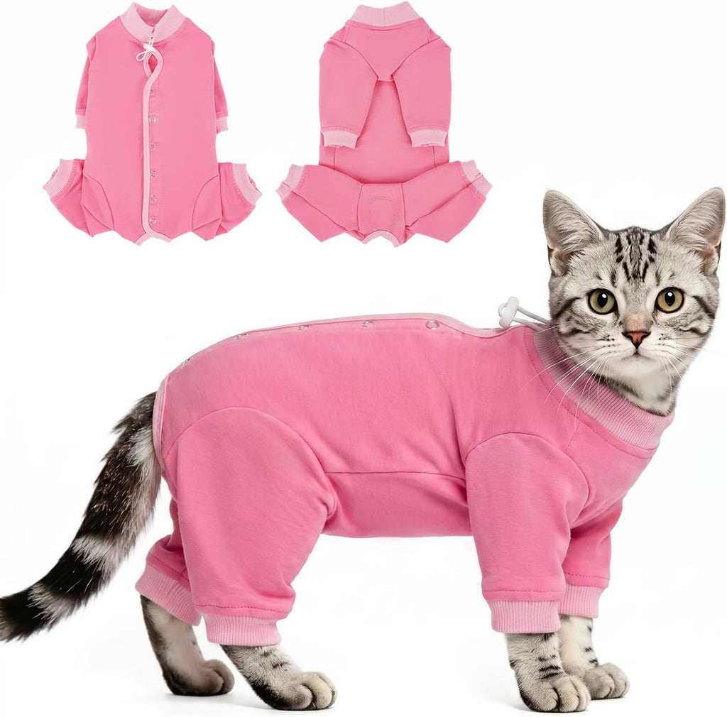 QBLEEV Cat Recovery Suit for Post Surgery, Spay Neuter Suit for Cats, Soft Stretchy Cotton Cat Onesie for Skin Diseases, Anti-Lick Surgical Shirt Pajamas for Abdominal Wound, Kitten Cone Alternative - Image 14