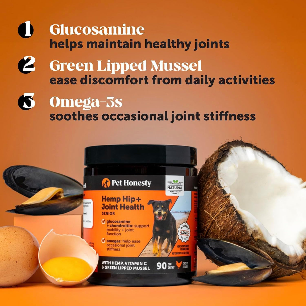 USA imported advanced strength mobility support dog chews in chicken flavor