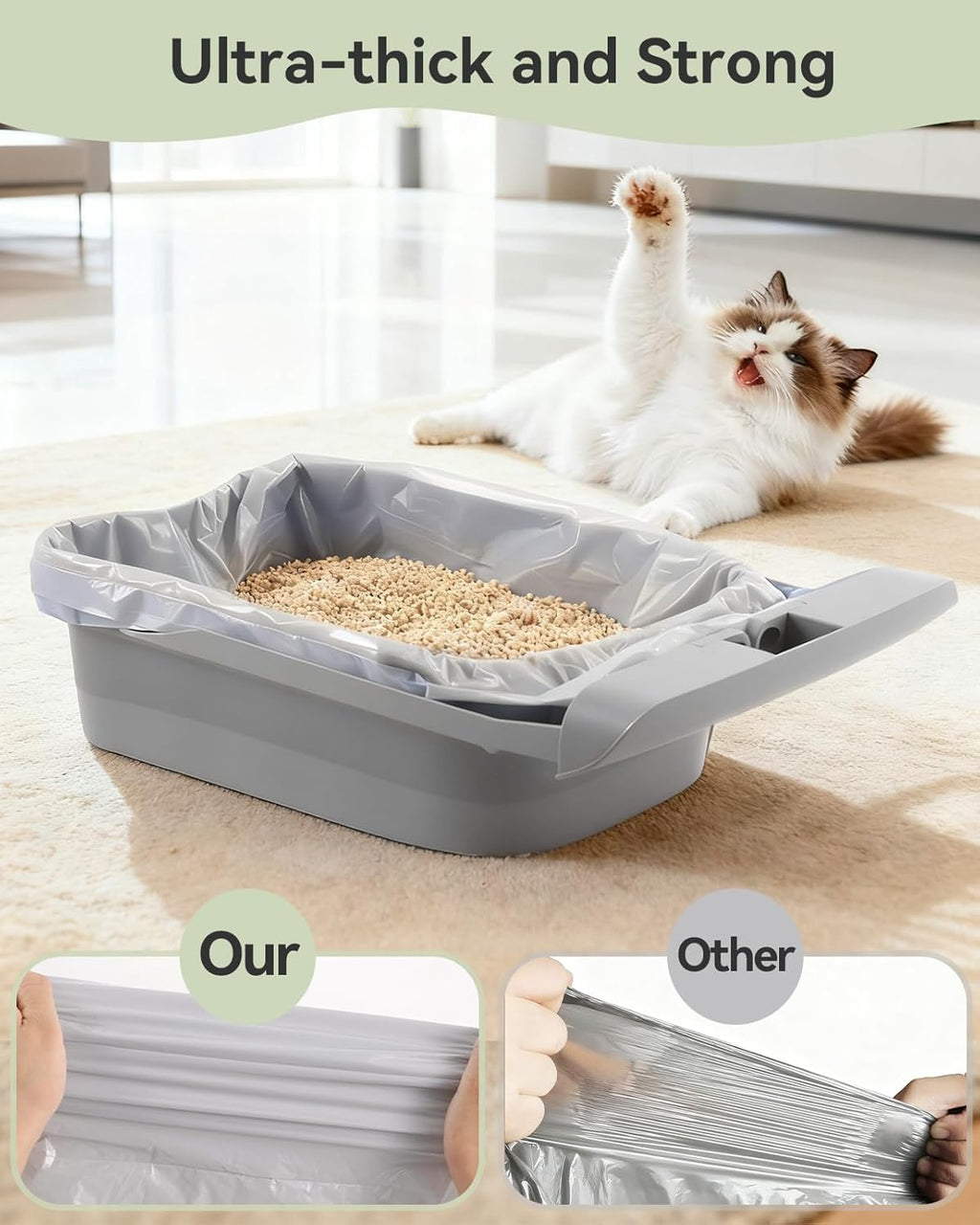 Spacious 27 by 13 inch replacement bags for automatic cat litter drawer