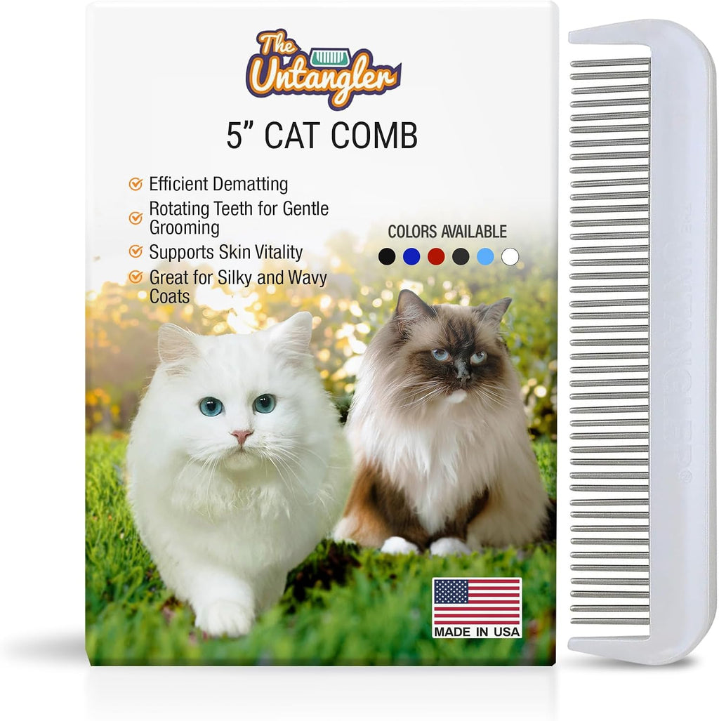 Untangler cat comb with rotating teeth front view
