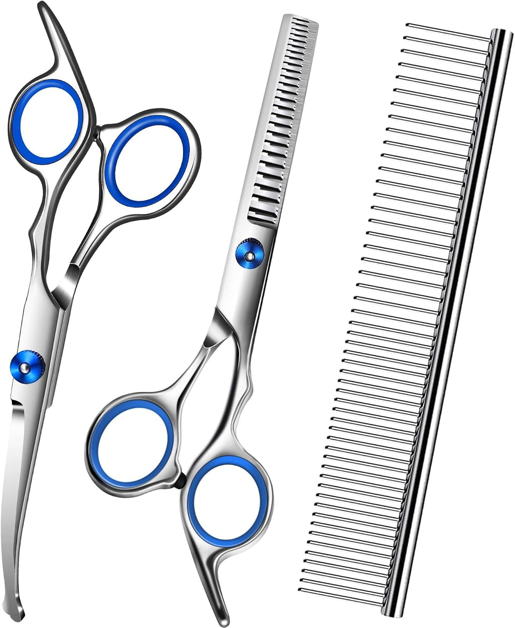 Dog Grooming Scissors with Safety Round Tip,Pet Grooming scissors Kit,Dog Shears for Grooming,Incude Thinning,Curved Grooming Scissors and Comb for dogs, cats.Suitable for The Right Hand - Image 9