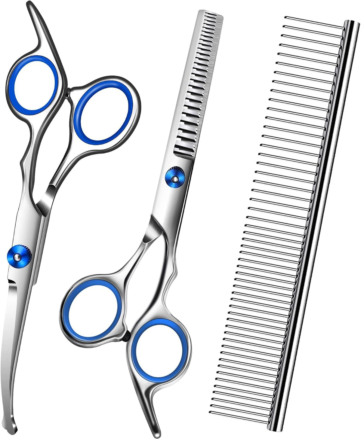Dog Grooming Scissors with Safety Round Tip,Pet Grooming scissors Kit,Dog Shears for Grooming,Incude Thinning,Curved Grooming Scissors and Comb for dogs, cats.Suitable for The Right Hand - Image 9