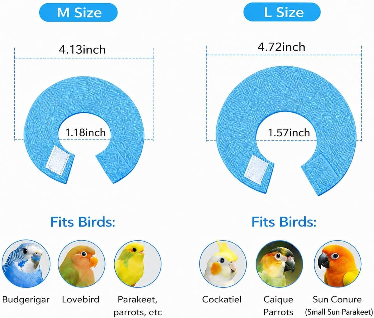 HIHETE parrot wound healing neck collar dimensions and fitment instructions diagram