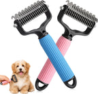 Mysite double sided dematting comb front view showing stainless steel blades