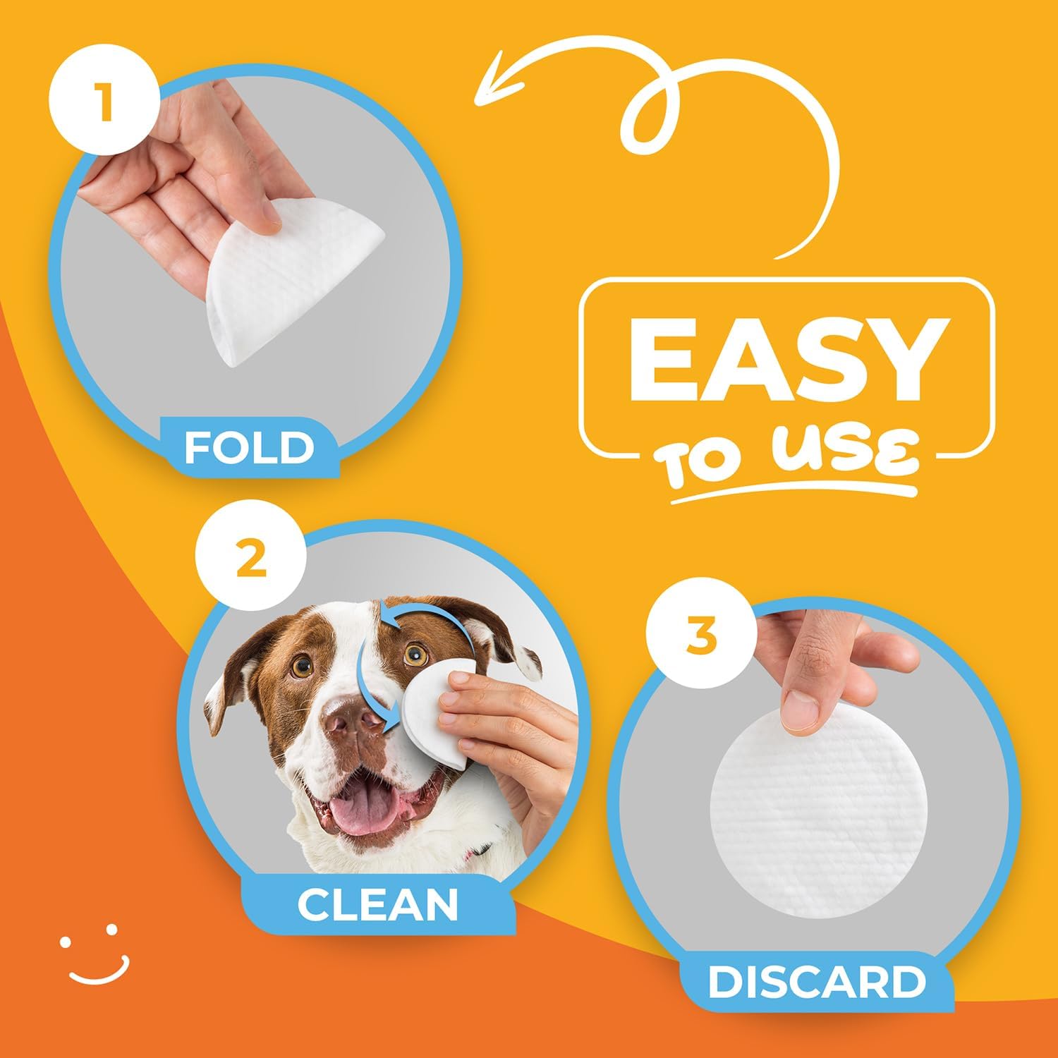 Natural coconut oil pet eye cleaner wipes for removing crust and boogers.