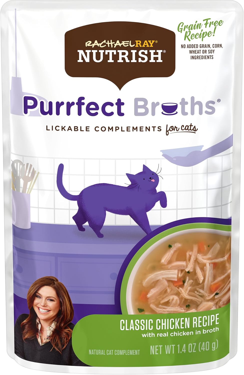 Nutrish Rachael Ray Broth Variety Pack, 1.4 oz. Pouches, 12 Count, 2 Pack | Lickable Complements for Cats - Image 9