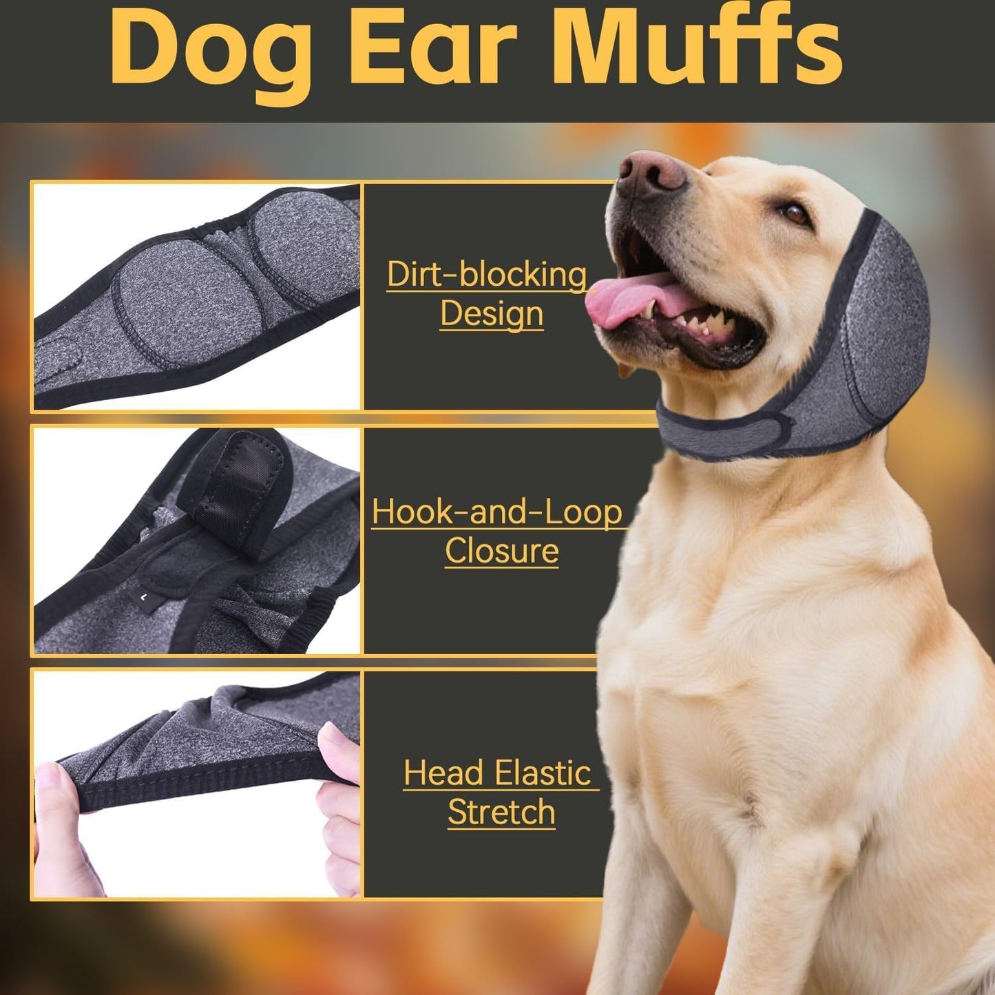 Grey calming hood for dogs on a pet