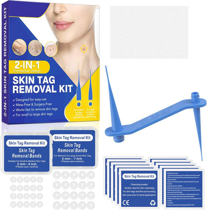 SHISUIZHE Skin Tag Remover Kit front view showing the 2-in-1 device and bands.