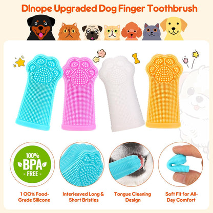 Blue silicone finger toothbrush for dogs front view