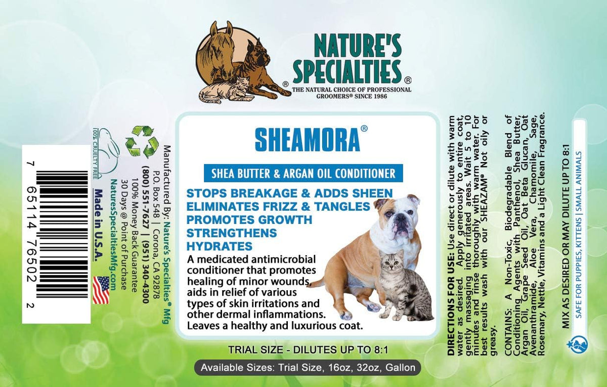 Nature's Specialties Sheamora conditioner label details and instructions